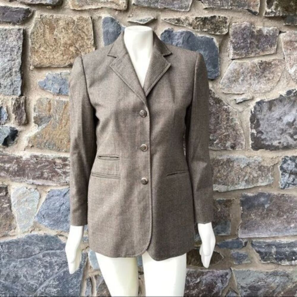 Lauren Ralph Lauren 100% wool fitted Houndstooth Plaid Equestrian Blazer size 4